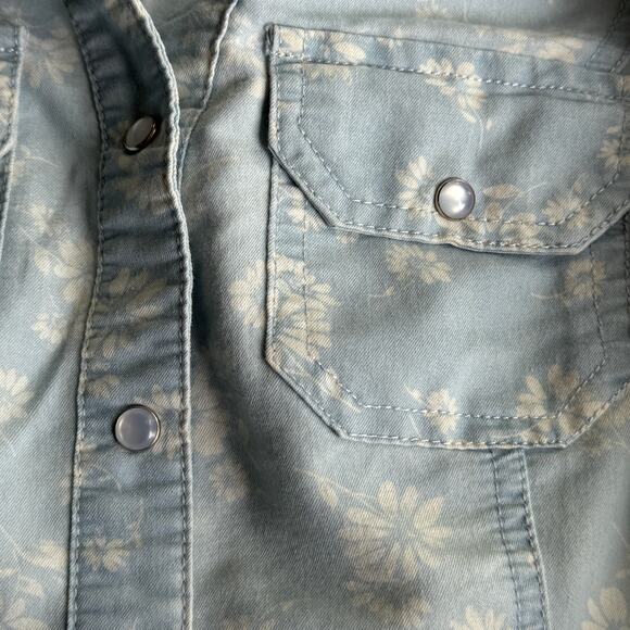 Bongo Small Light Floral Western Style Denim Shirt - Picture 7 of 7